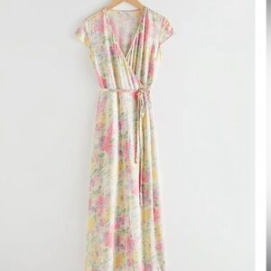 & Other Stories Pastel Floral Wrap Midi Dress